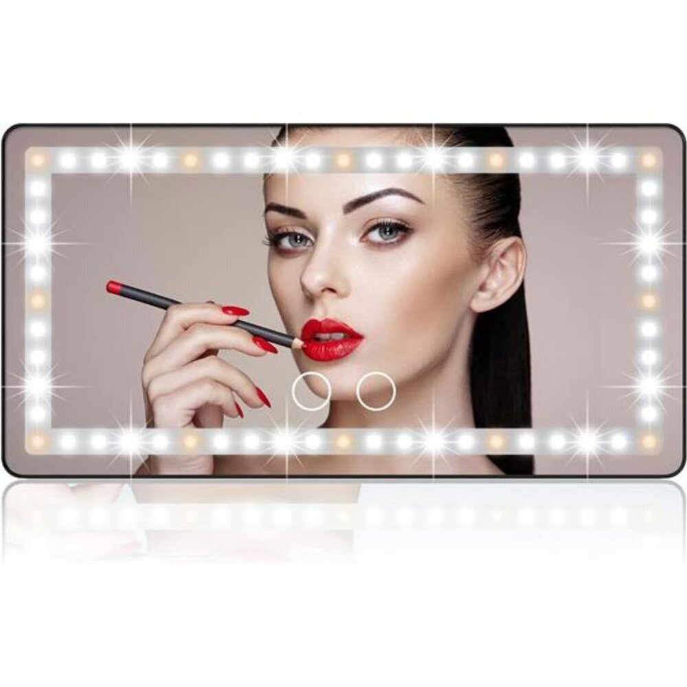 Car Visor Vanity Mirror Lighted Makeup Mirror Rechargeable LED Clip On